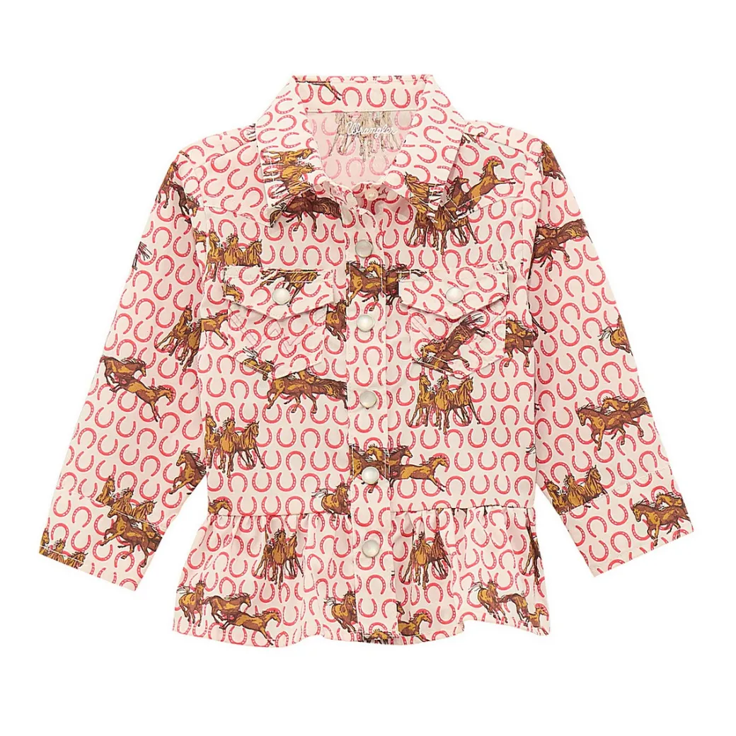 Baby Wrangler Pink Print Snap Top