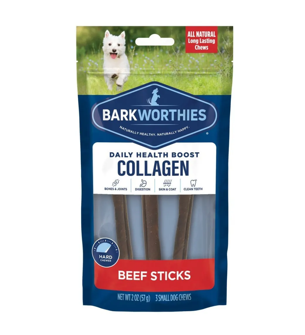 Barkworthies 6" Collagen Beef Sticks 3-Pack