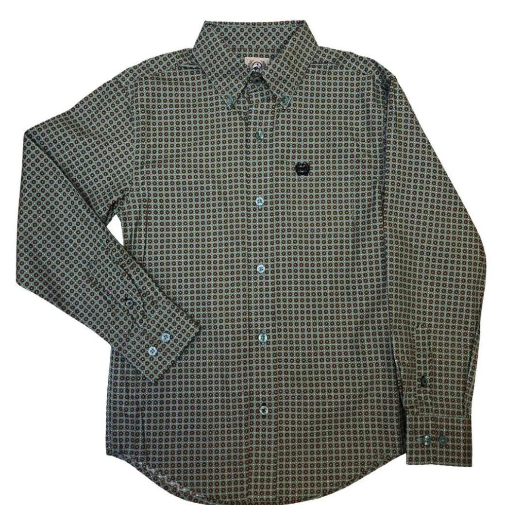 Boys Cinch Blue Foulard Button-Down Shirt
