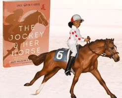 Breyer Cheryl White Jockey, Horse, Book Set