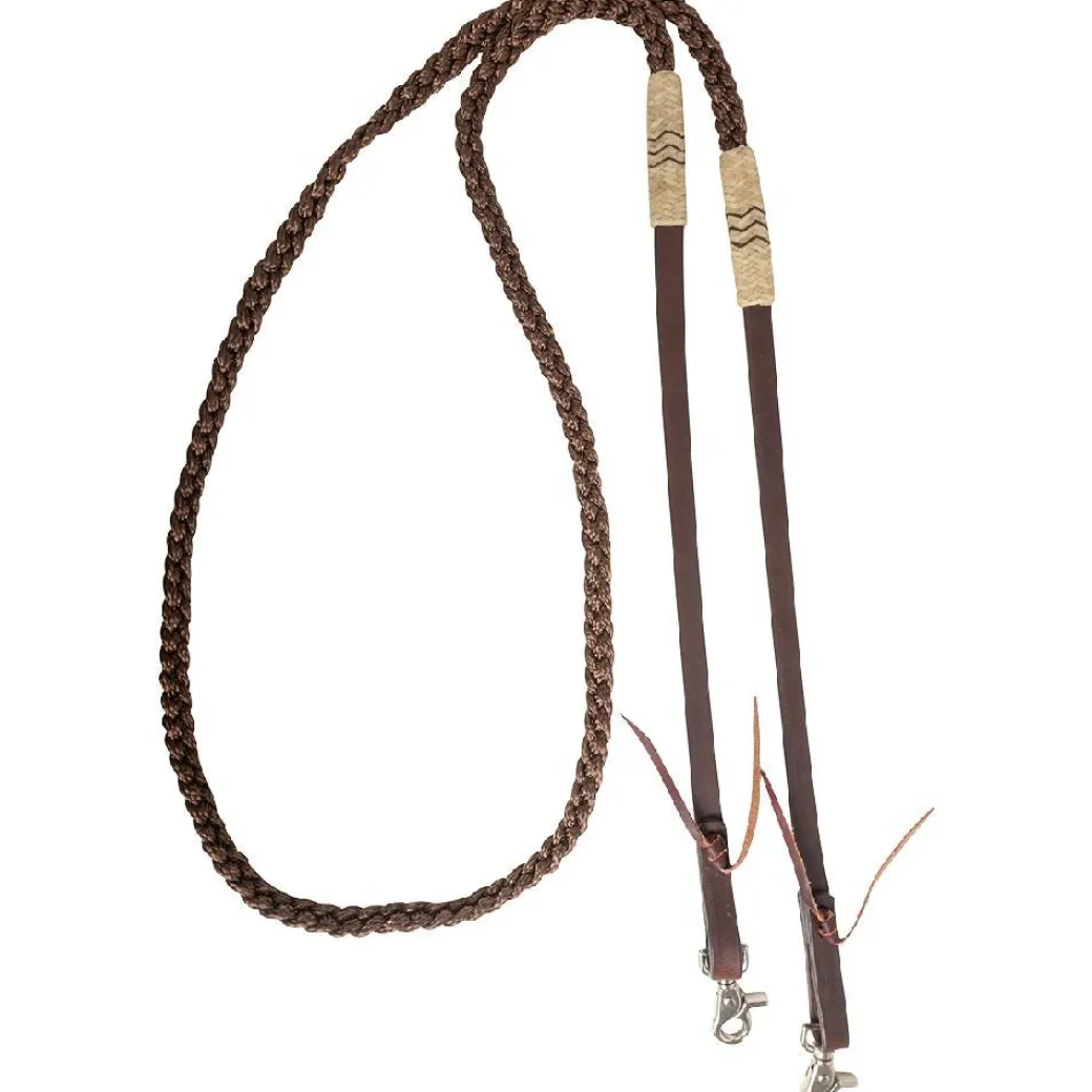 Cashel Flat Braid Roping Rein Rawhide Buttons
