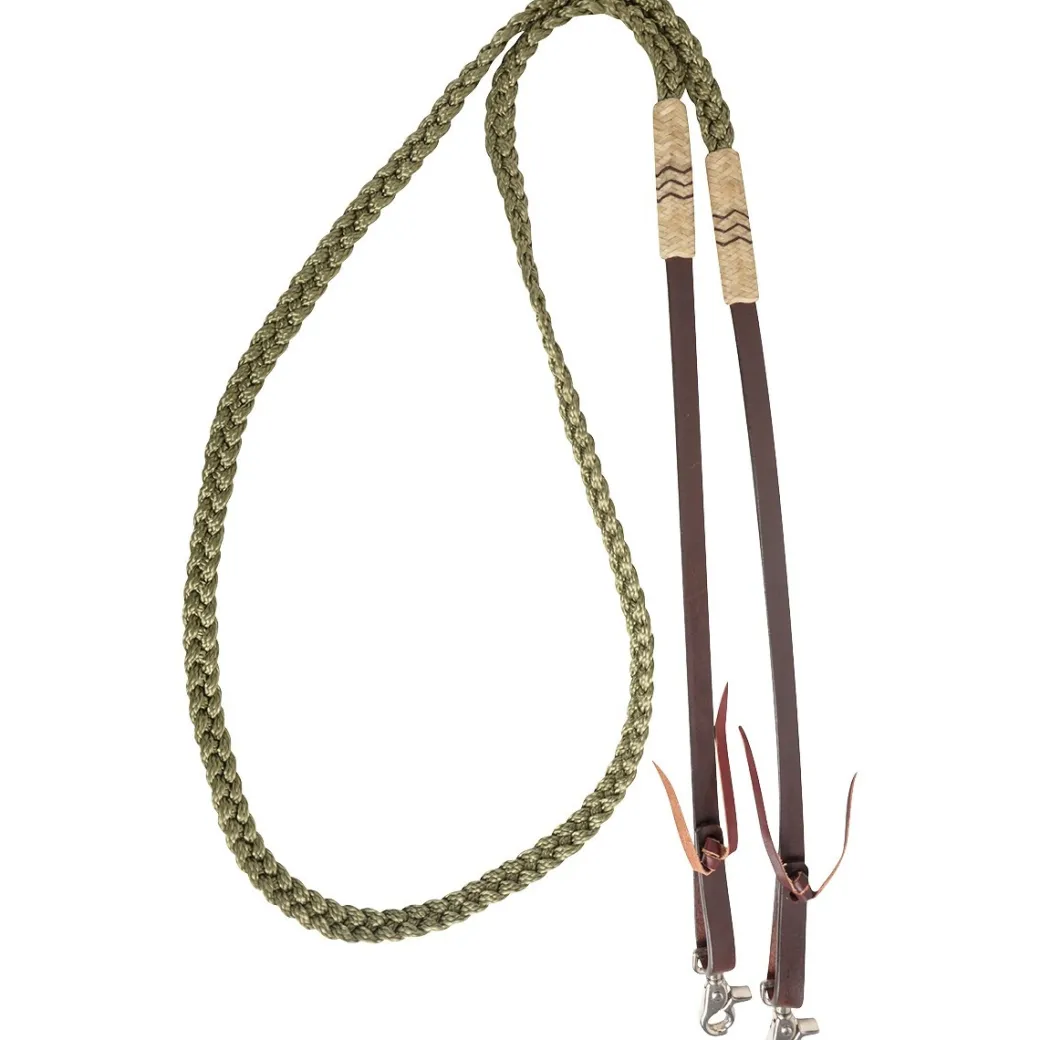 Cashel Flat Braid Roping Rein Rawhide Buttons