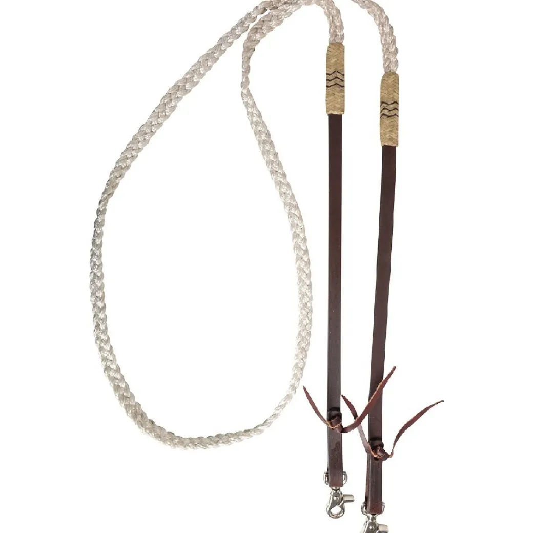 Cashel Flat Braid Roping Rein Rawhide Buttons
