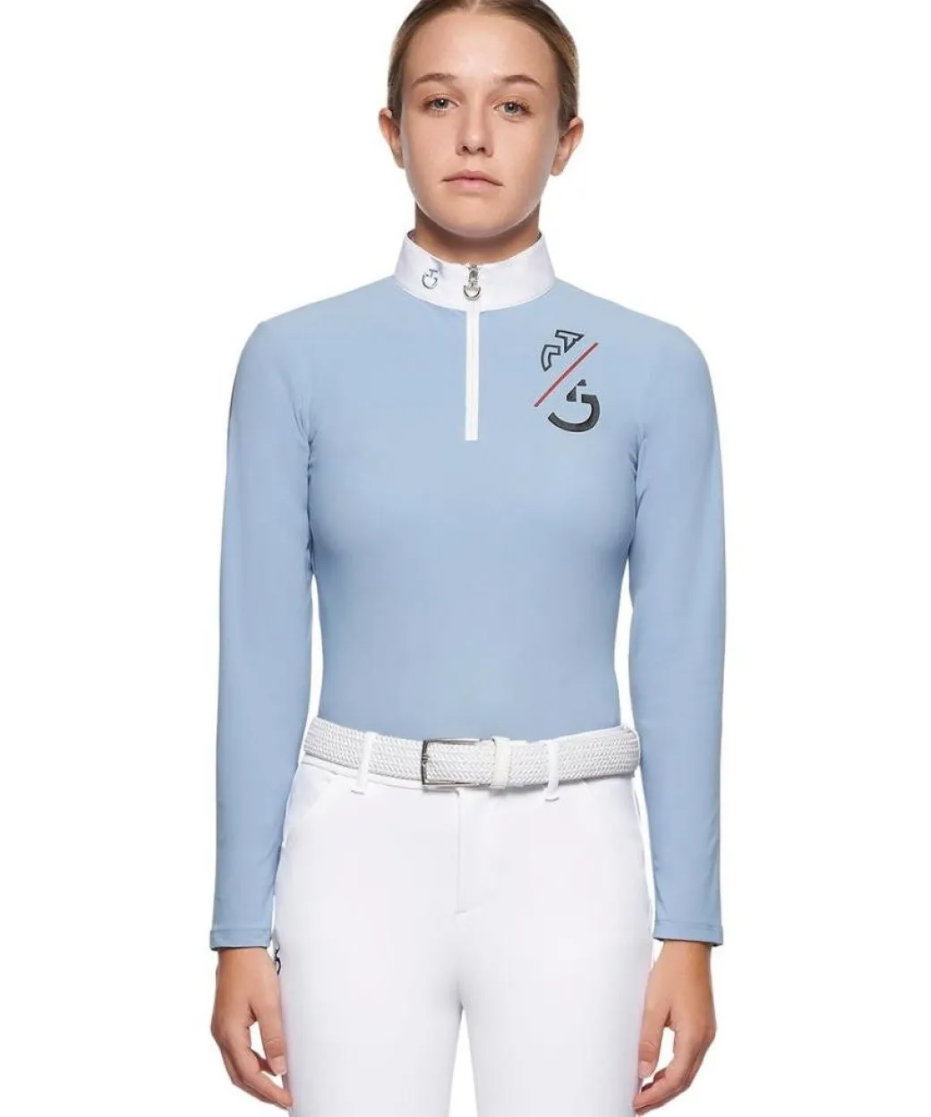Cavalleria Toscana Girls Team Zip Long Sleeve Polo