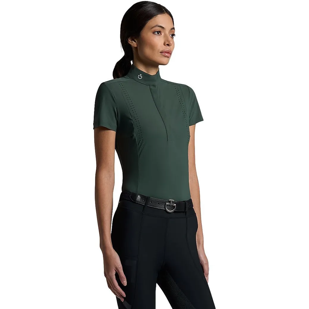 Cavalleria Toscana Perforated SS Show Shirt | Jungle Green
