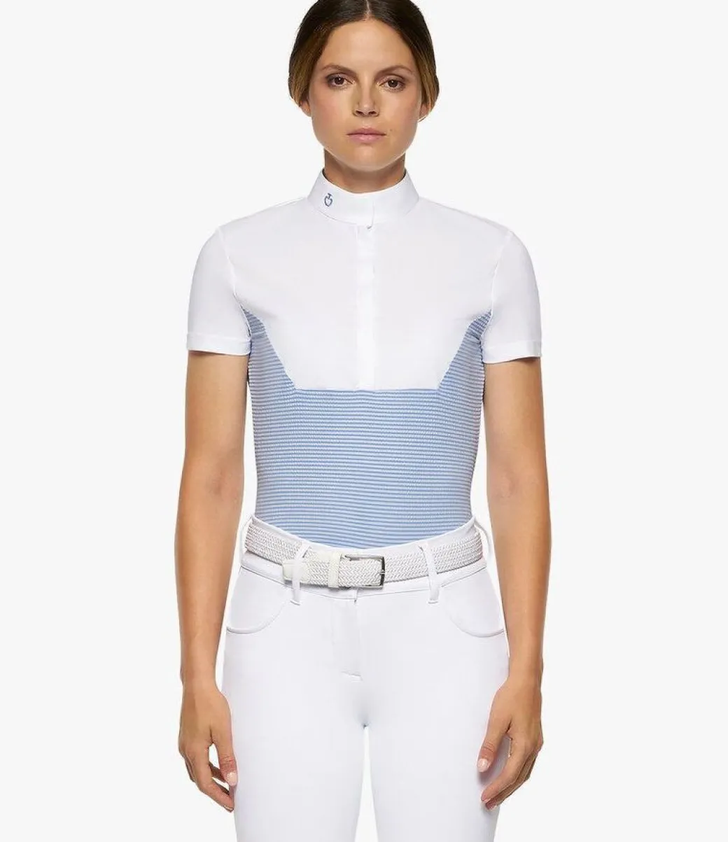 Cavalleria Toscana Seersucker Poplin Bib Shirt Short Sleeve