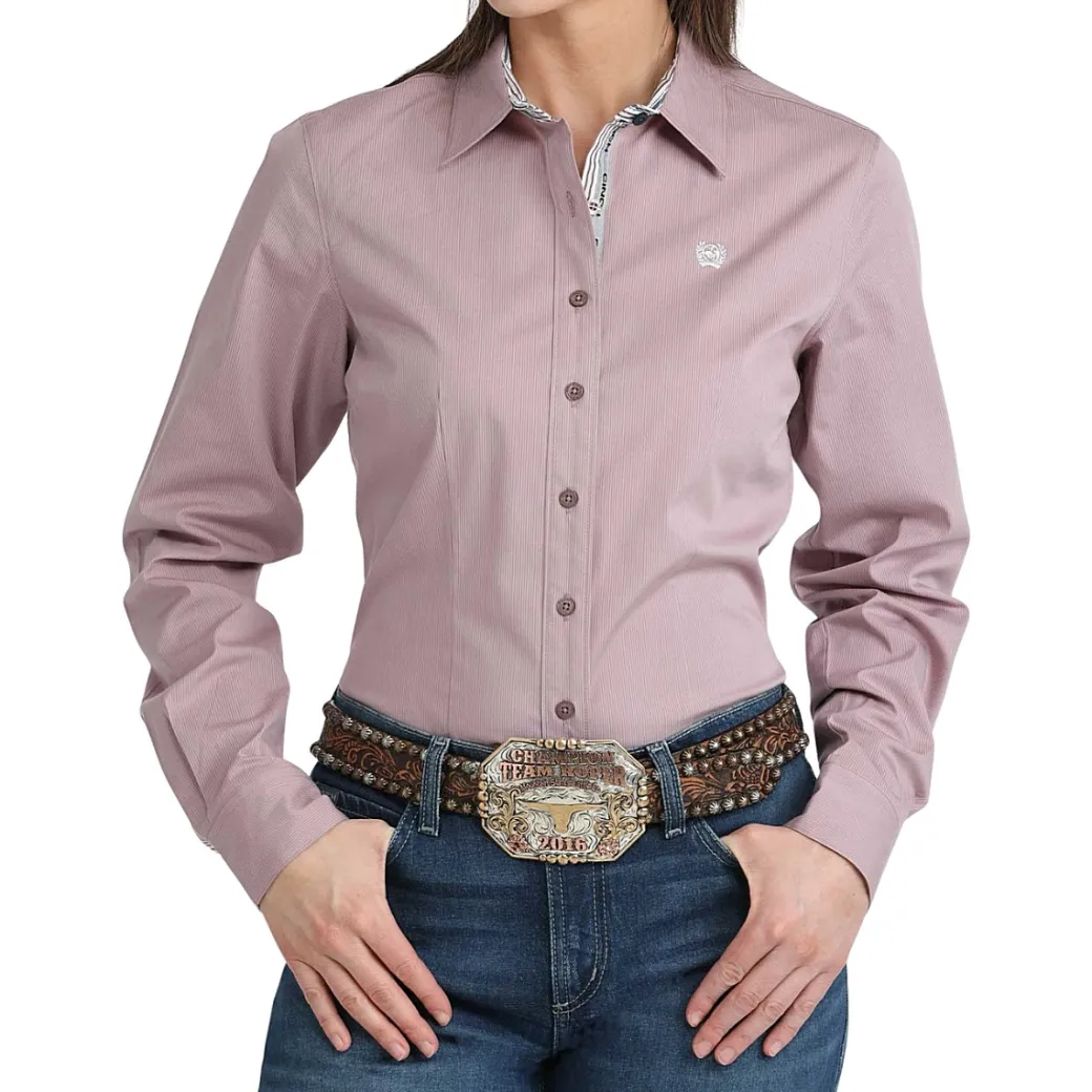 Cinch Lilac Stripe Stretch Performance Shirt