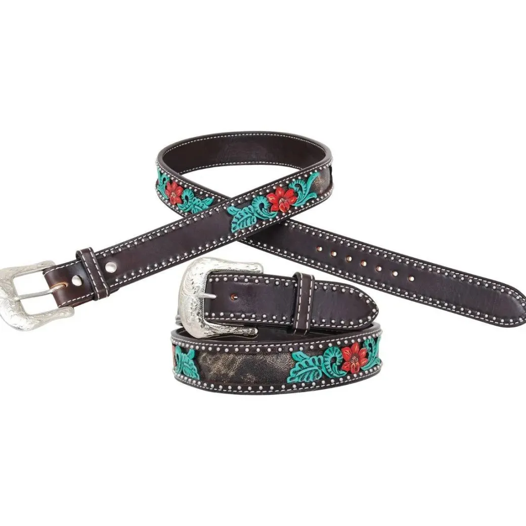 Circle Y Cactus Flower Filigree Belt