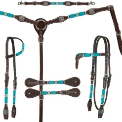 Circle Y Turquoise Round Up Futurity Brow Headstall