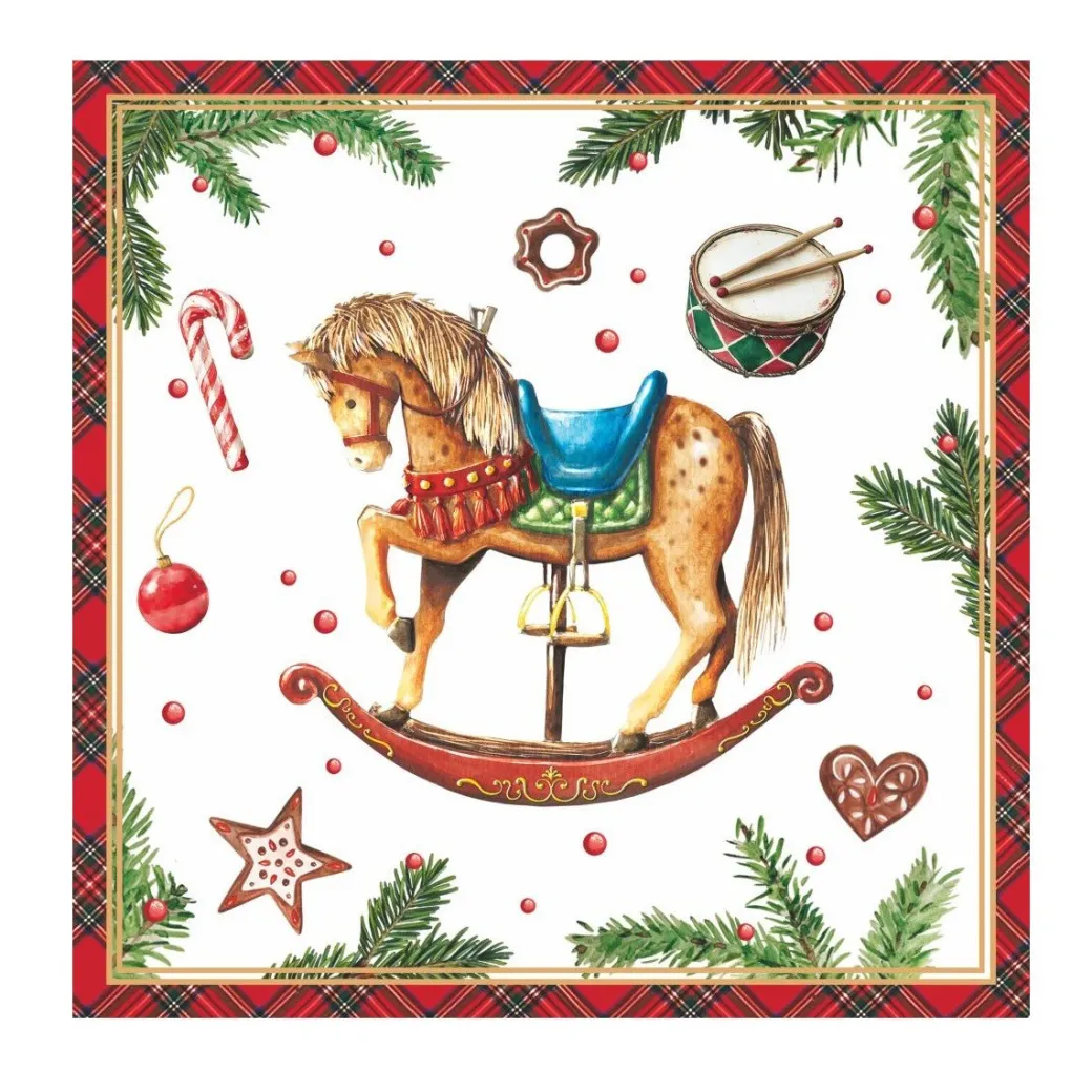 Classic Rocking Horse Holiday Paper Napkins