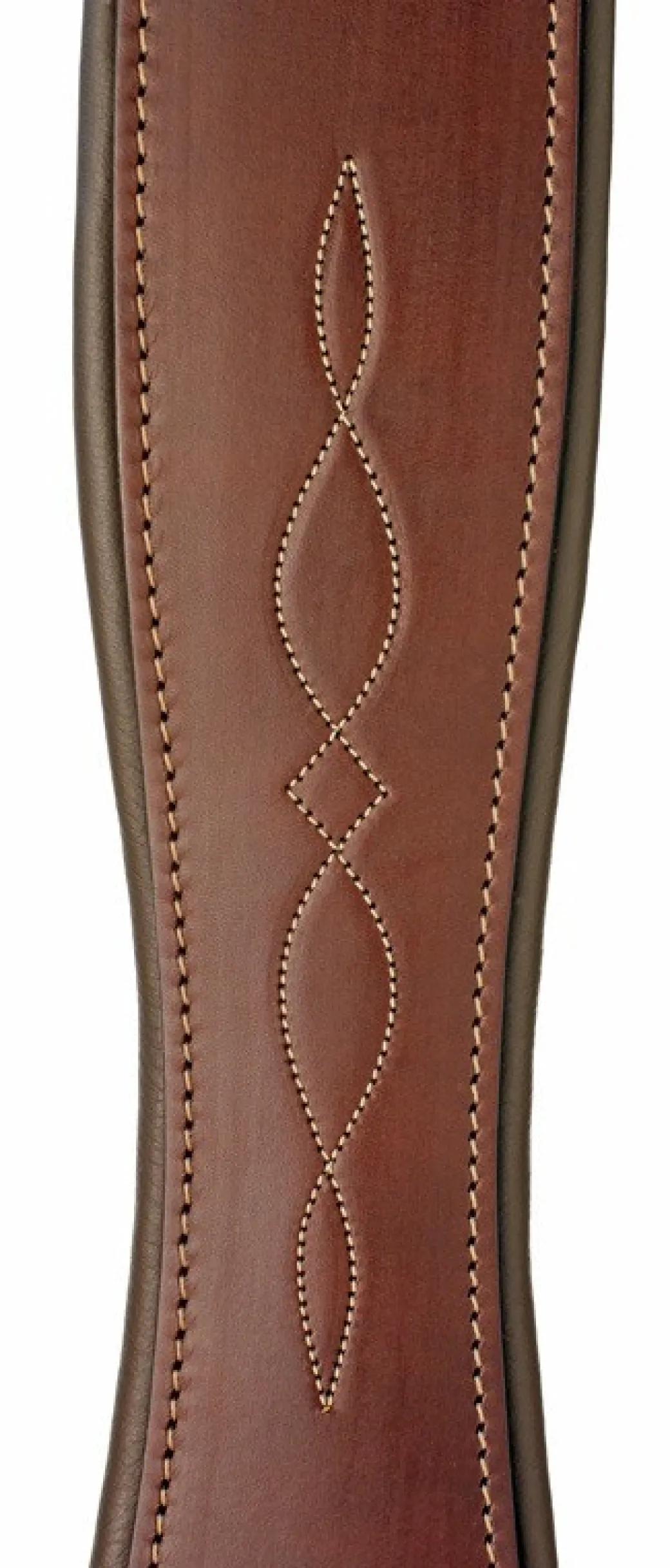 Edgewood Fancy Stitch Leather Overlay Girth with Double End Elastic