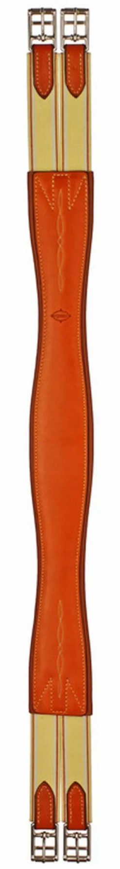 Edgewood Fancy Stitch Leather Overlay Girth with Double End Elastic