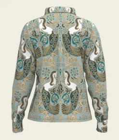 Espoir Mermaid Horses Loose Fit Button Shirt