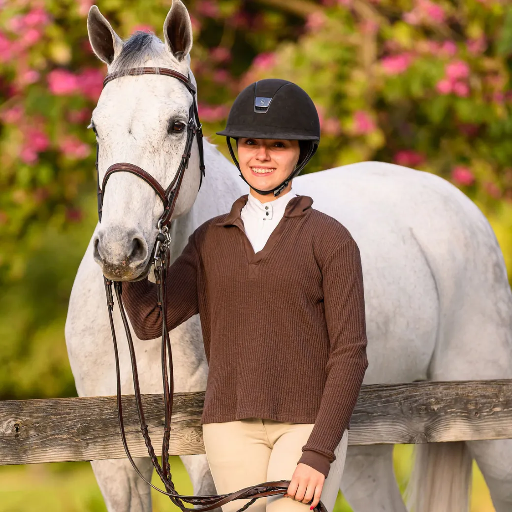 Euphoric Waffle Knit Long Sleeve Polo