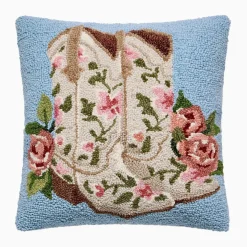 Floral Cowgirl Boots Hook Pillow