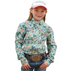 Girls Cruel Denim Western Print Gem Snap Shirt