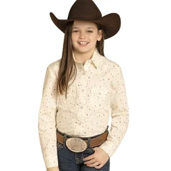 Girls Panhandle Ecru Desert Print Snap Shirt