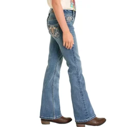 Girls' Rock & Roll Denim Steer Embroidered Jeans
