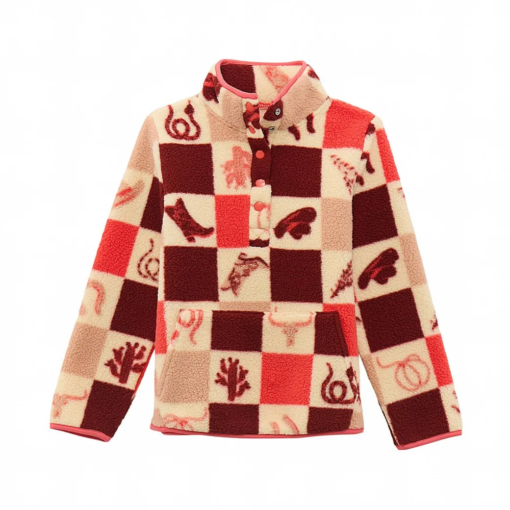 Girls' Wrangler Western Fleece 1/2 Snap Pullover