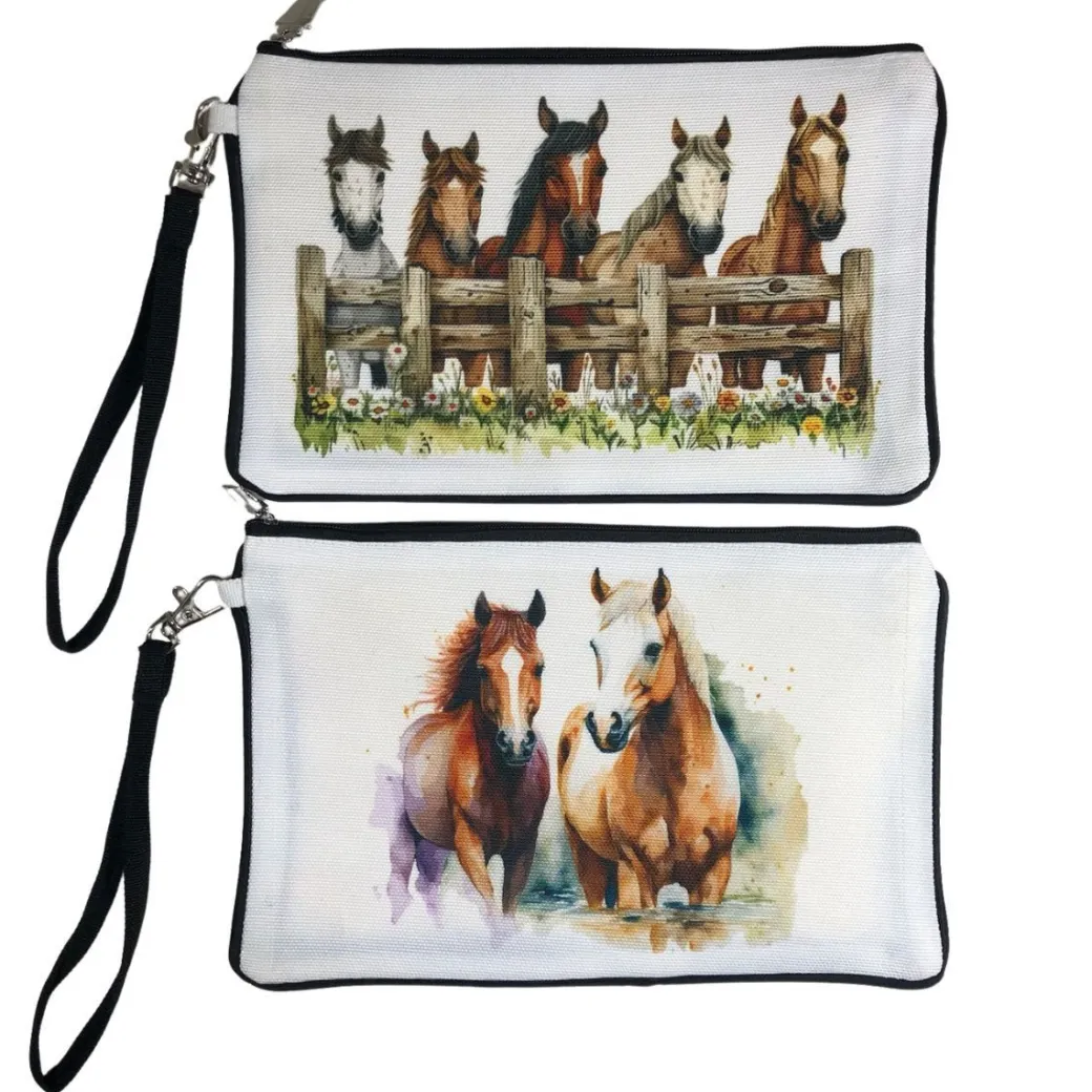 Horses Wristlet with Detachable Handle