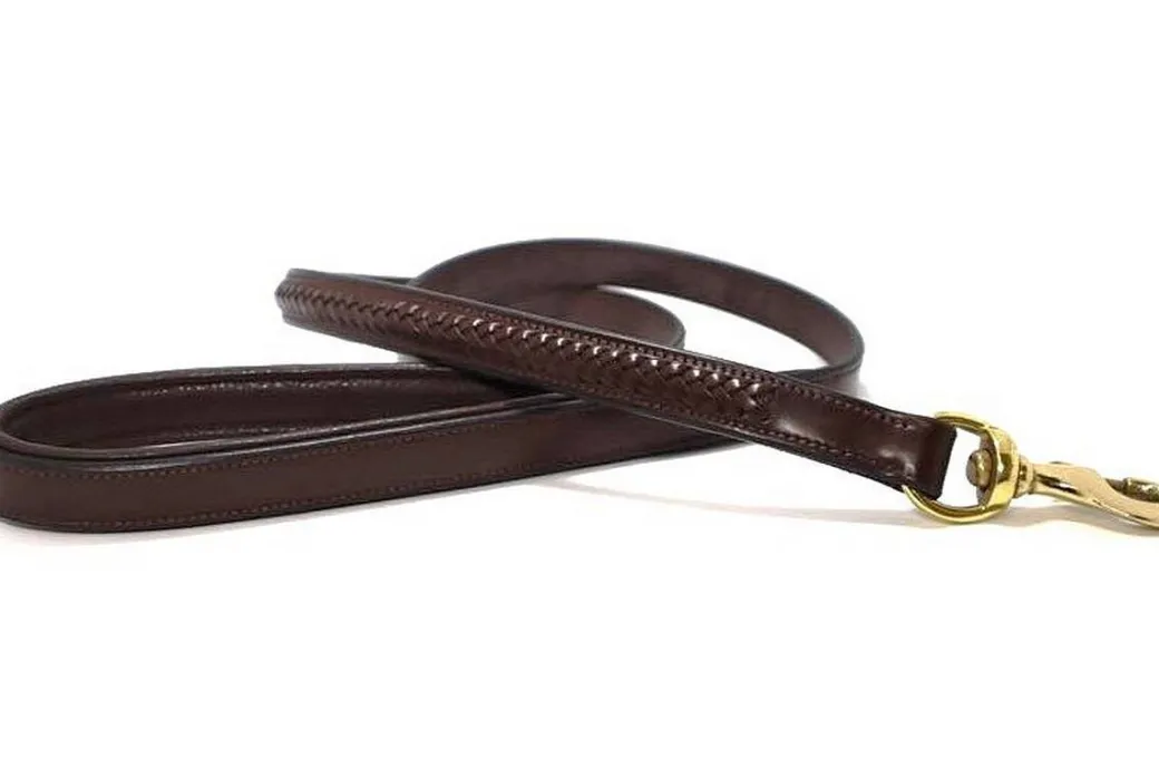 KL Select Braided Leather Dog Leash