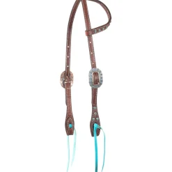 Martin Saddlery Antique Dots & Turquoise Ties One Ear Headstall