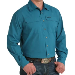 Men's Cinch ArenaFlex Solid Teal LS Shirt