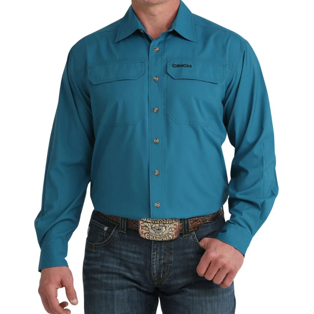 Men's Cinch ArenaFlex Solid Teal LS Shirt