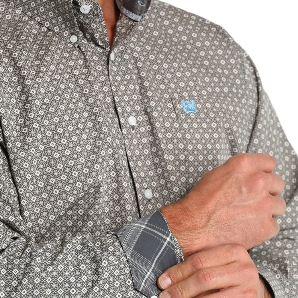 Men's Cinch Blue Medallion Print LS Shirt