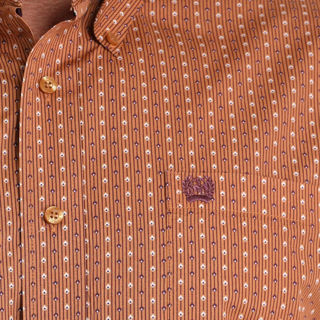 Men's Cinch Classic Fit Brown Geo Stripe LS Shirt