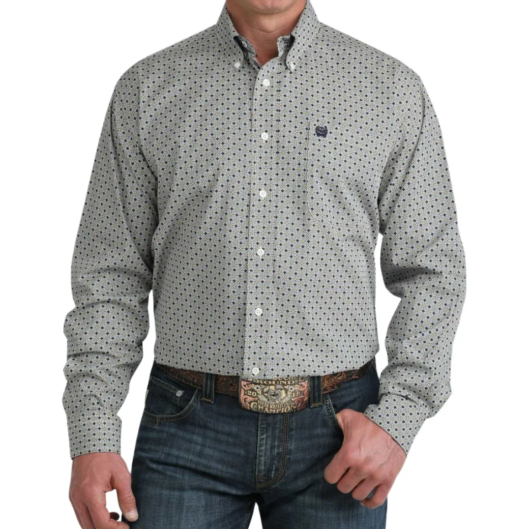 Men's Cinch Classic Fit Geo Print LS Shirt