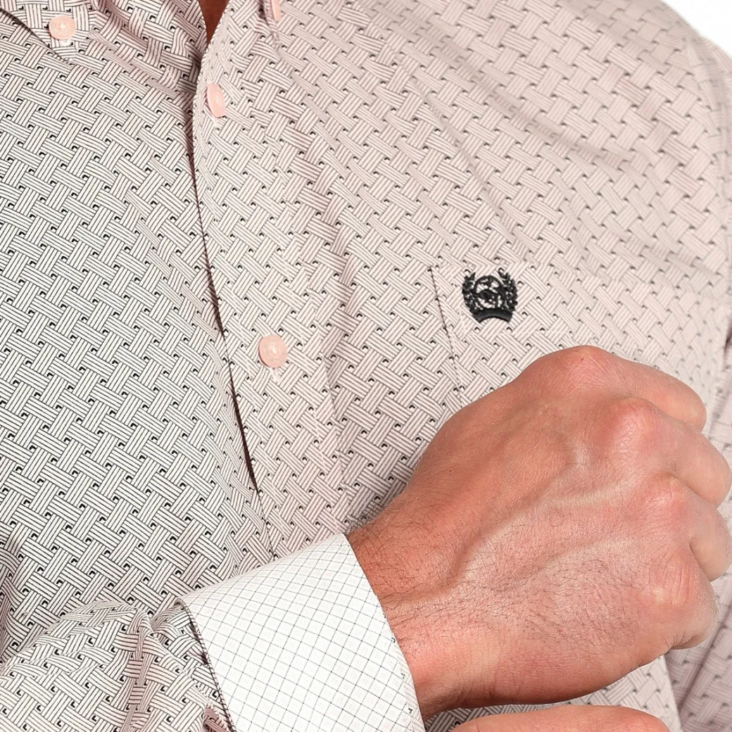 Men's Cinch Classic Fit Pink Print LS Shirt