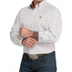 Men's Cinch Tencel White Stripe LS Shirt