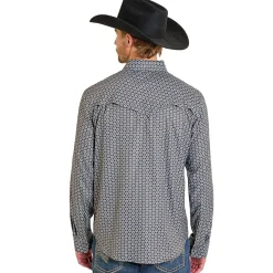 Men's Rock & Roll Denim Tek Geo Print LS Shirt