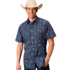 Men's Roper Navy Paisley Short Sleeve Shirt