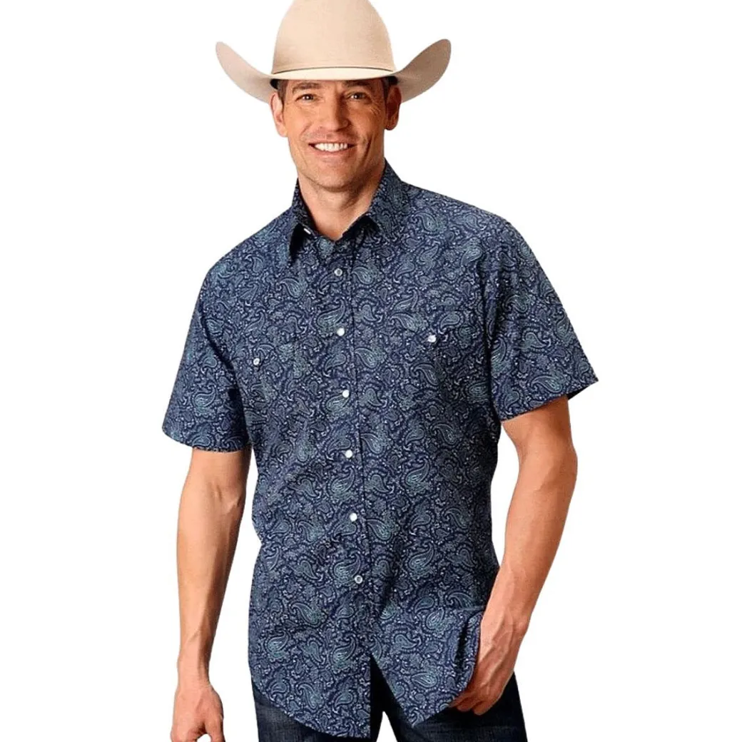 Men's Roper Navy Paisley Short Sleeve Shirt
