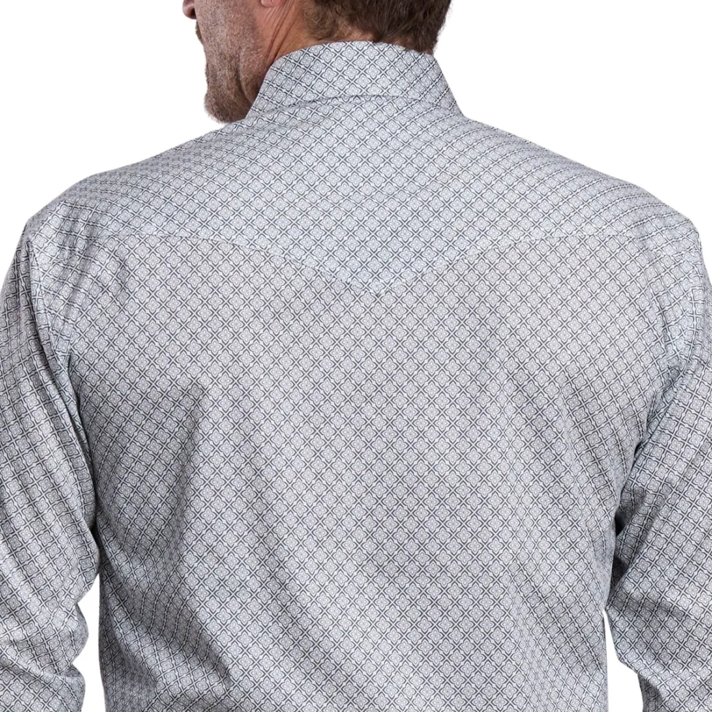 Men's Roper Stretch Grey Print LS Snap Shirt