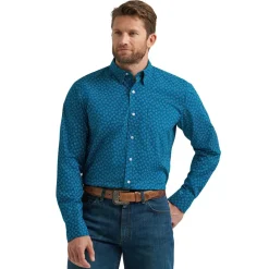 Men's Wrangler CoJo Ink Blue Paisley LS Shirt