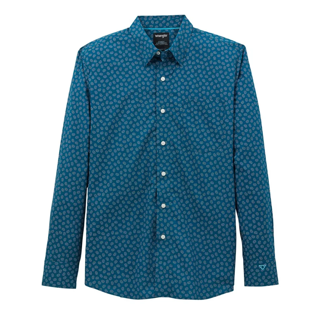 Men's Wrangler CoJo Ink Blue Paisley LS Shirt
