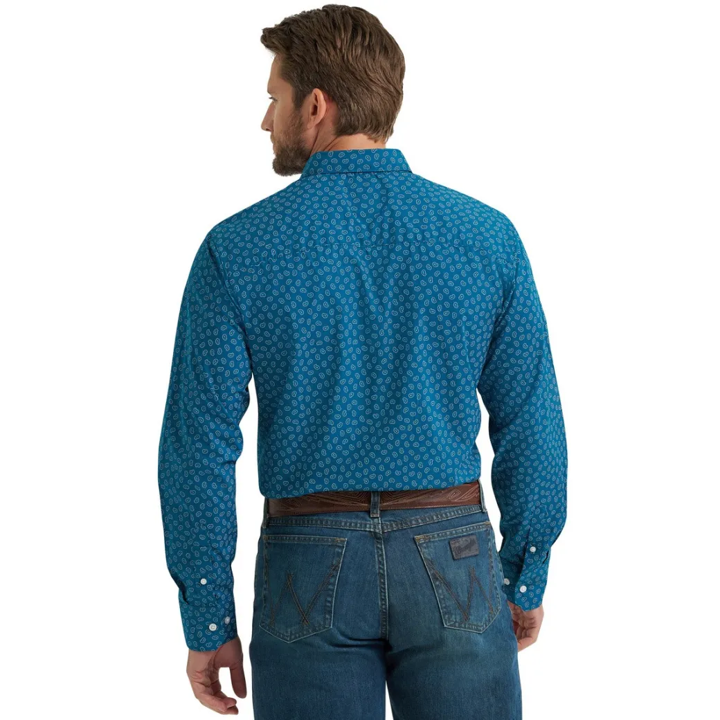 Men's Wrangler CoJo Ink Blue Paisley LS Shirt