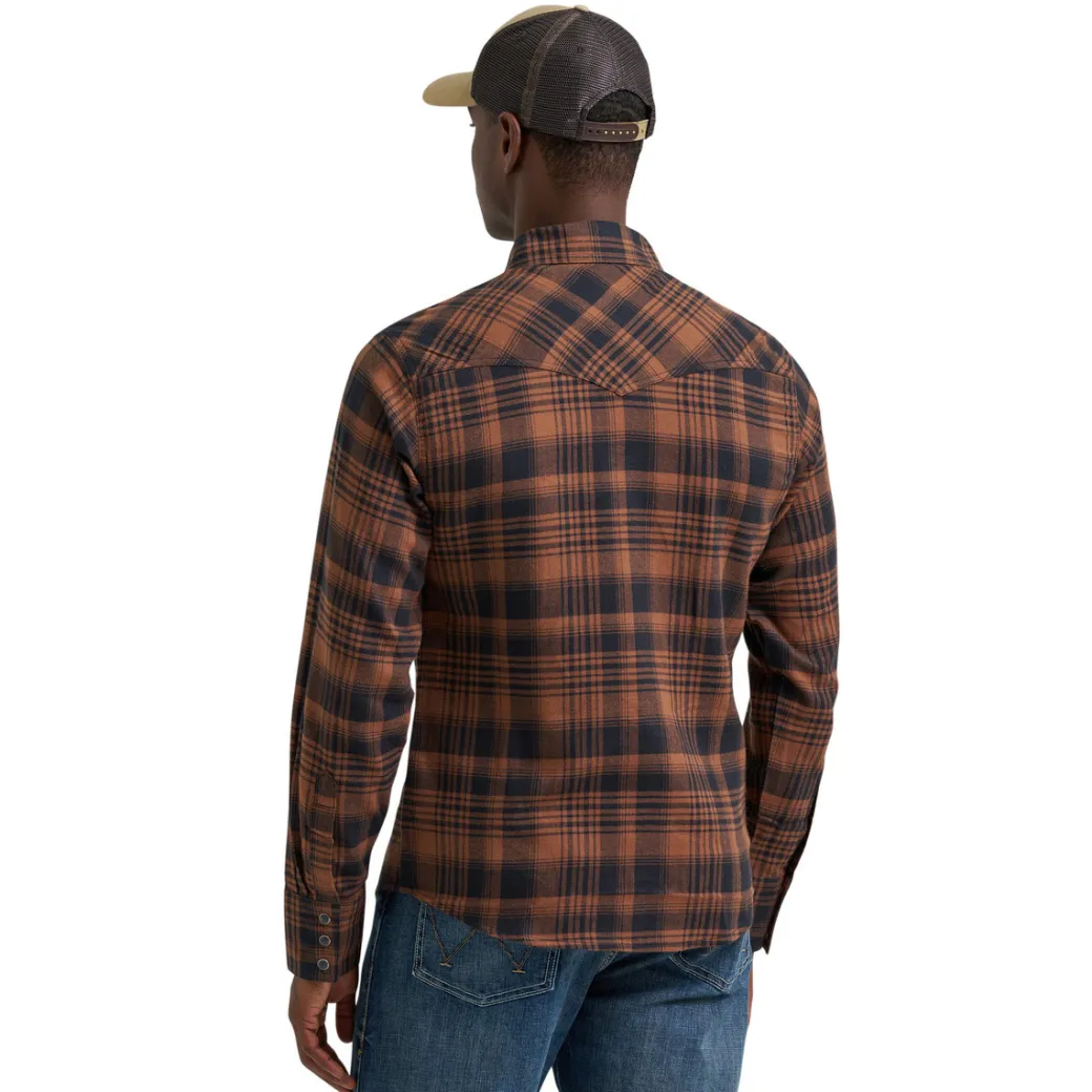 Men's Wrangler Retro Brown Plaid Flannel Shirt