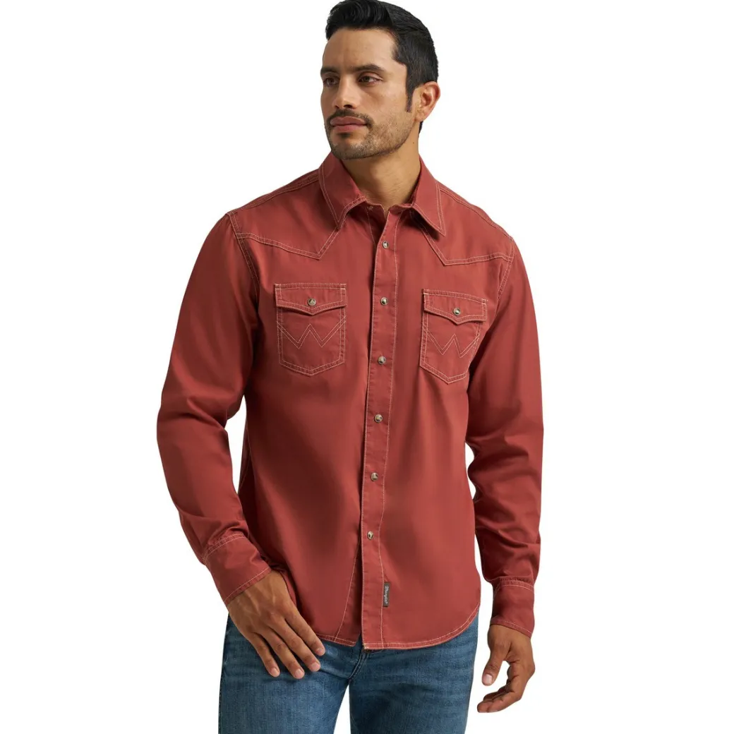 Men's Wrangler Retro Premium Clay Red Snap Shirt