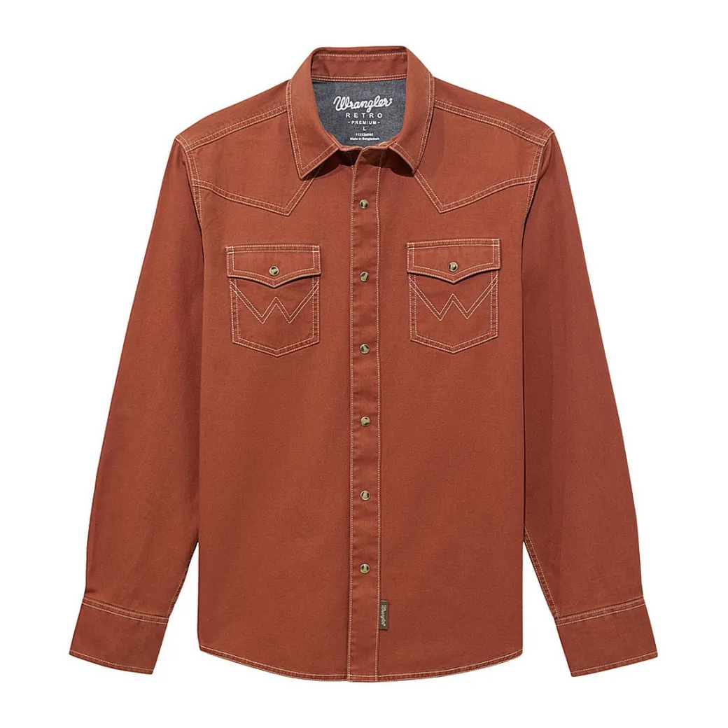 Men's Wrangler Retro Premium Clay Red Snap Shirt