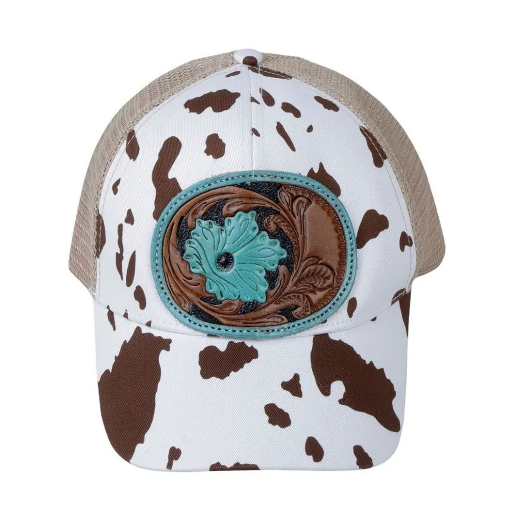 Myra Cow Theme Leather Patch Caps
