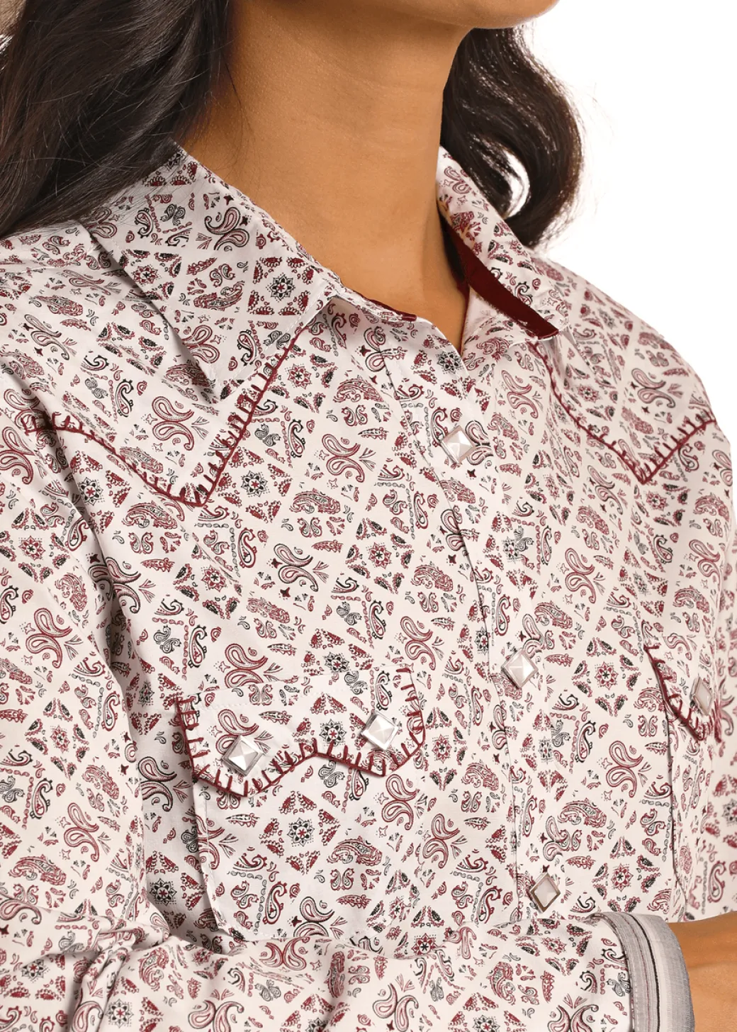 Panhandle Maroon Bandana Print Snap Shirt