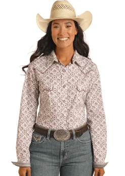 Panhandle Maroon Bandana Print Snap Shirt