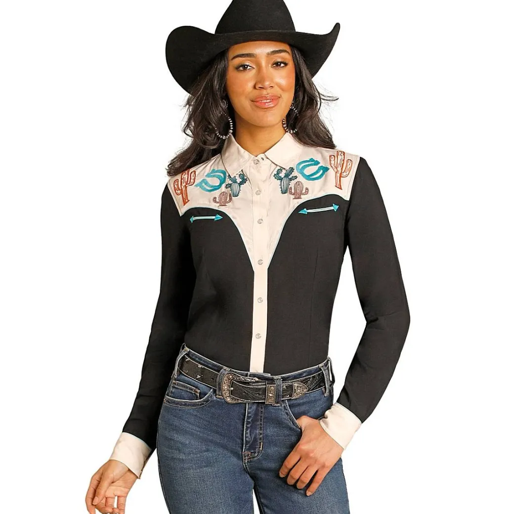 Panhandle Retro Embroidered Cacti Shirt