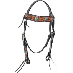 Pony BLR Basketweave Turquoise Concho Brow Headstall