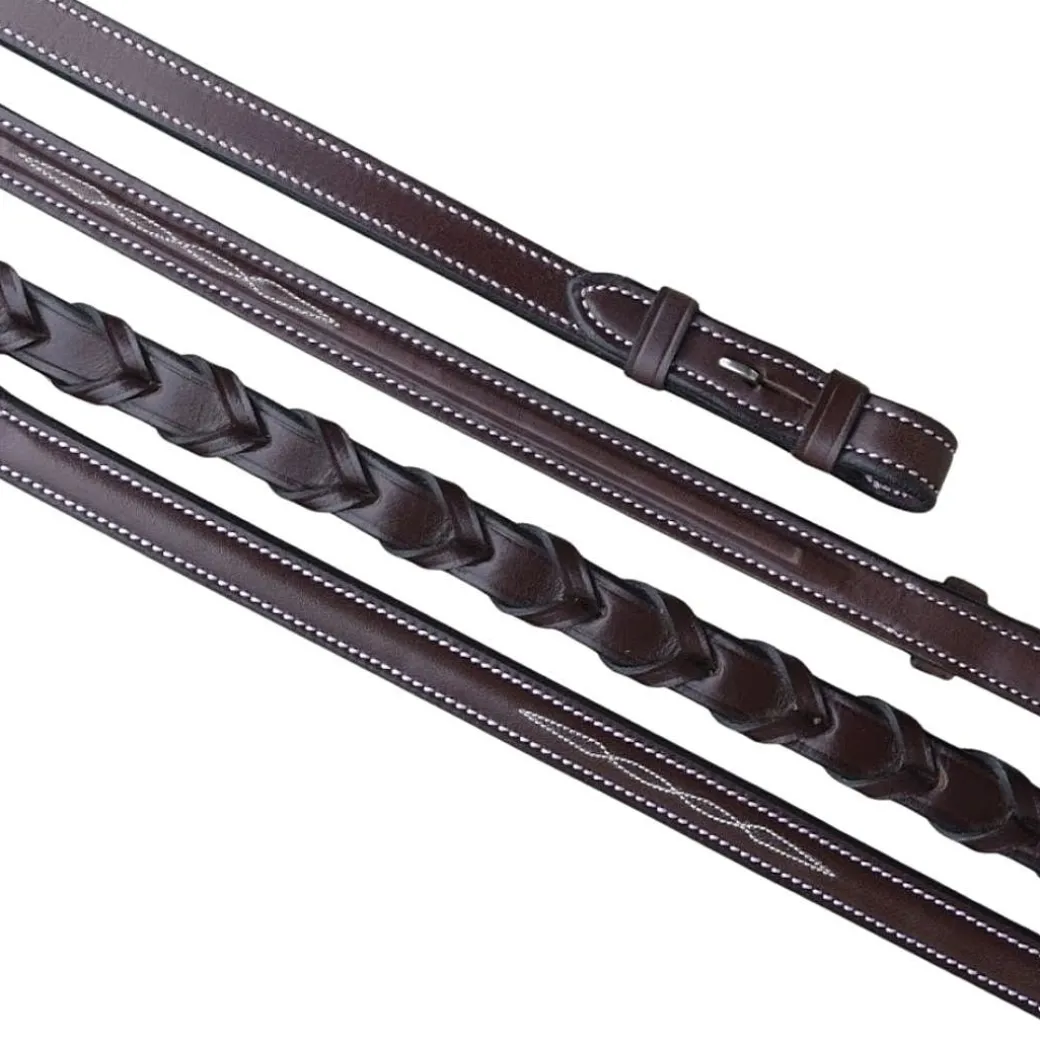 Red Barn Round Raised Fancy Stitch Laced Reins
