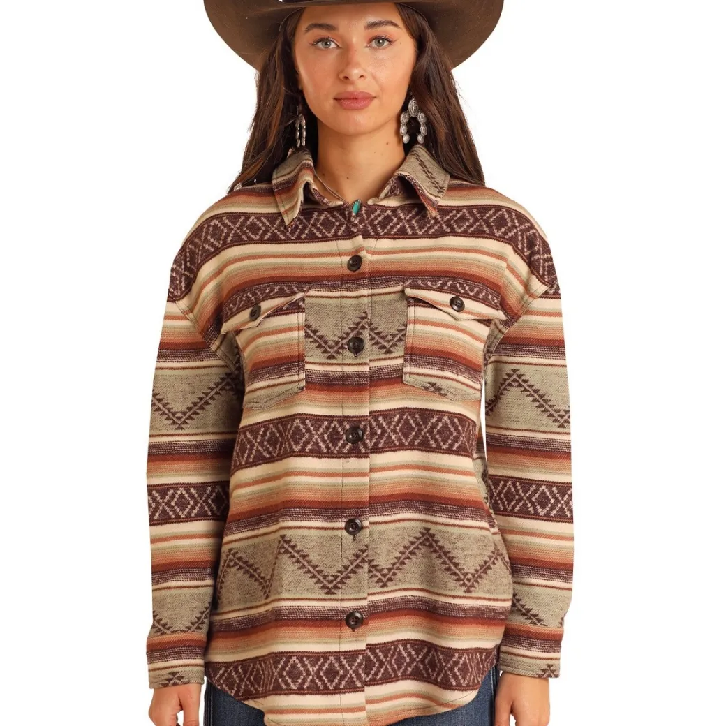 Rock & Roll Denim Aztec Shacket